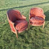 Pair of Louis XVI period shepherdesses, in gilded wood