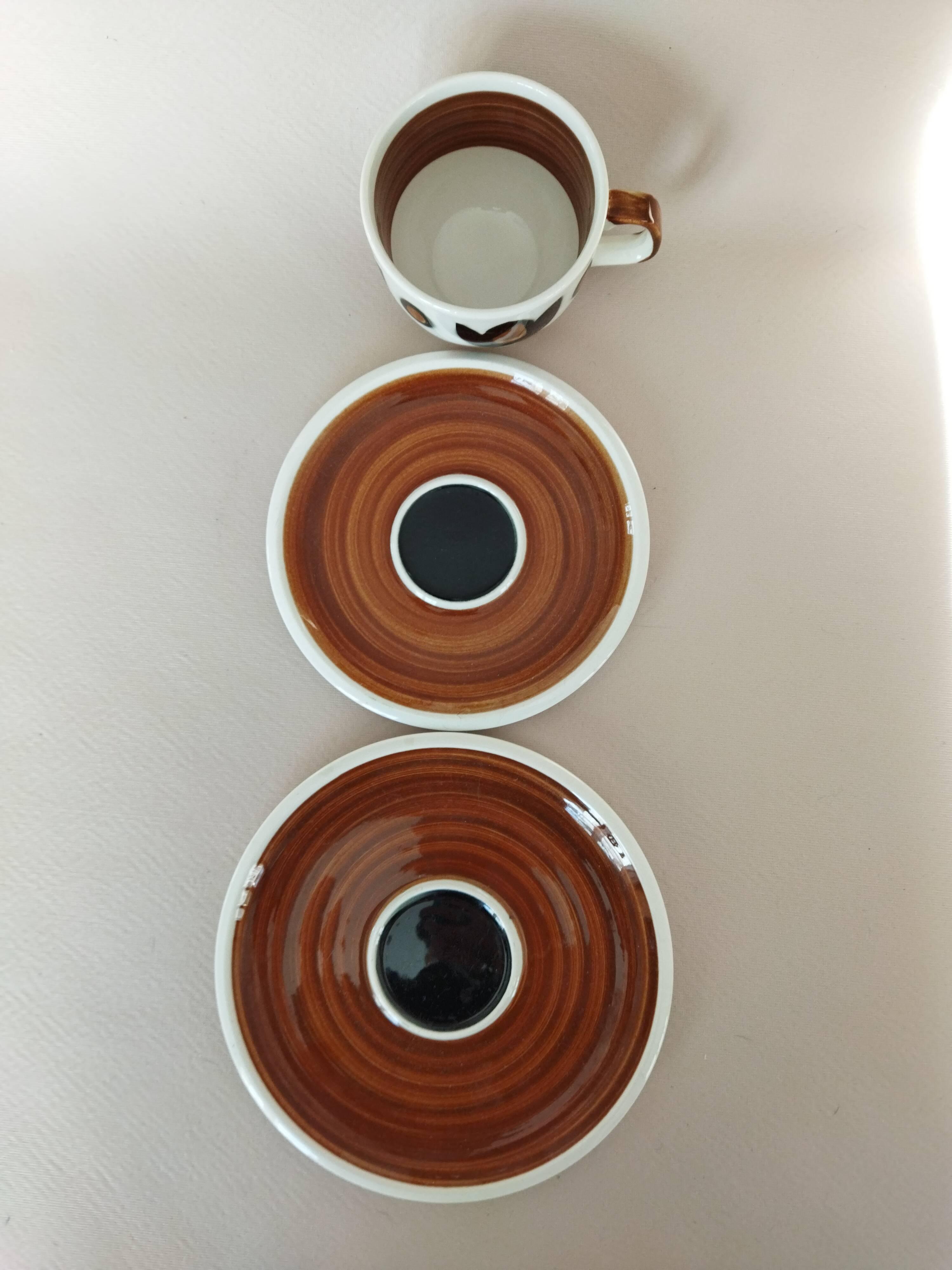 6 cups and cake plates Kimono Boch La Louvière