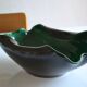 Grande coupe à fruits en céramique vert et noir années 60 60's 1960