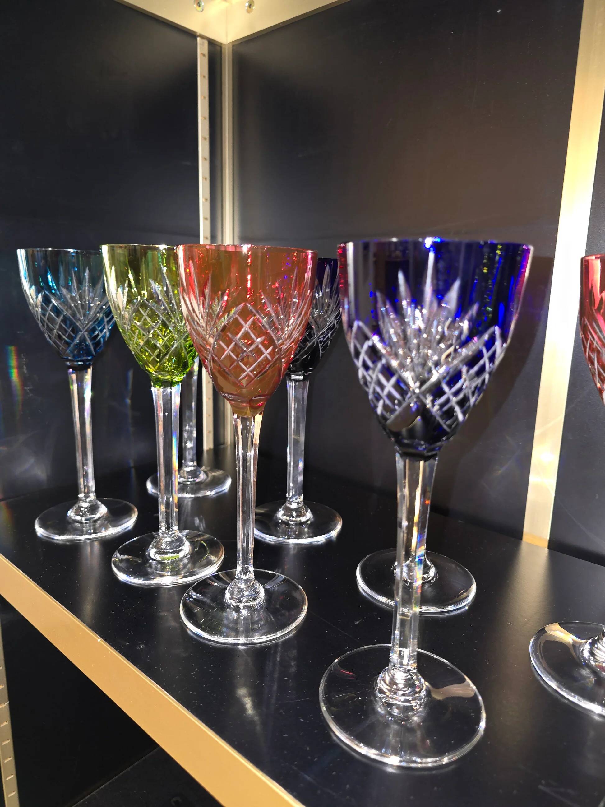 12 coloured cups / glasses Saint-Louis model Chantilly