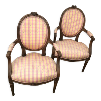 Pair of Louis XVI style armchairs