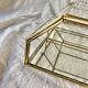 Small vintage display case in clear glass, mirrored glass and brass