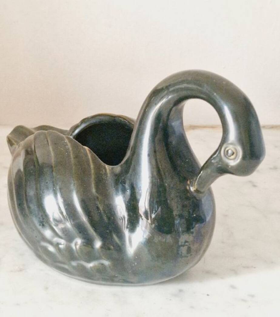 Old small ceramic swan planter