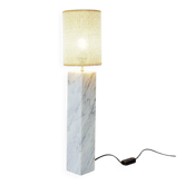 Lampe de table vintage en marbre avec nouvel abat-jour en raphia