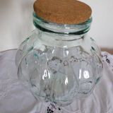 Bonbonne ou grand pot verre forme citrouille ; 7 litres, couvercleliège