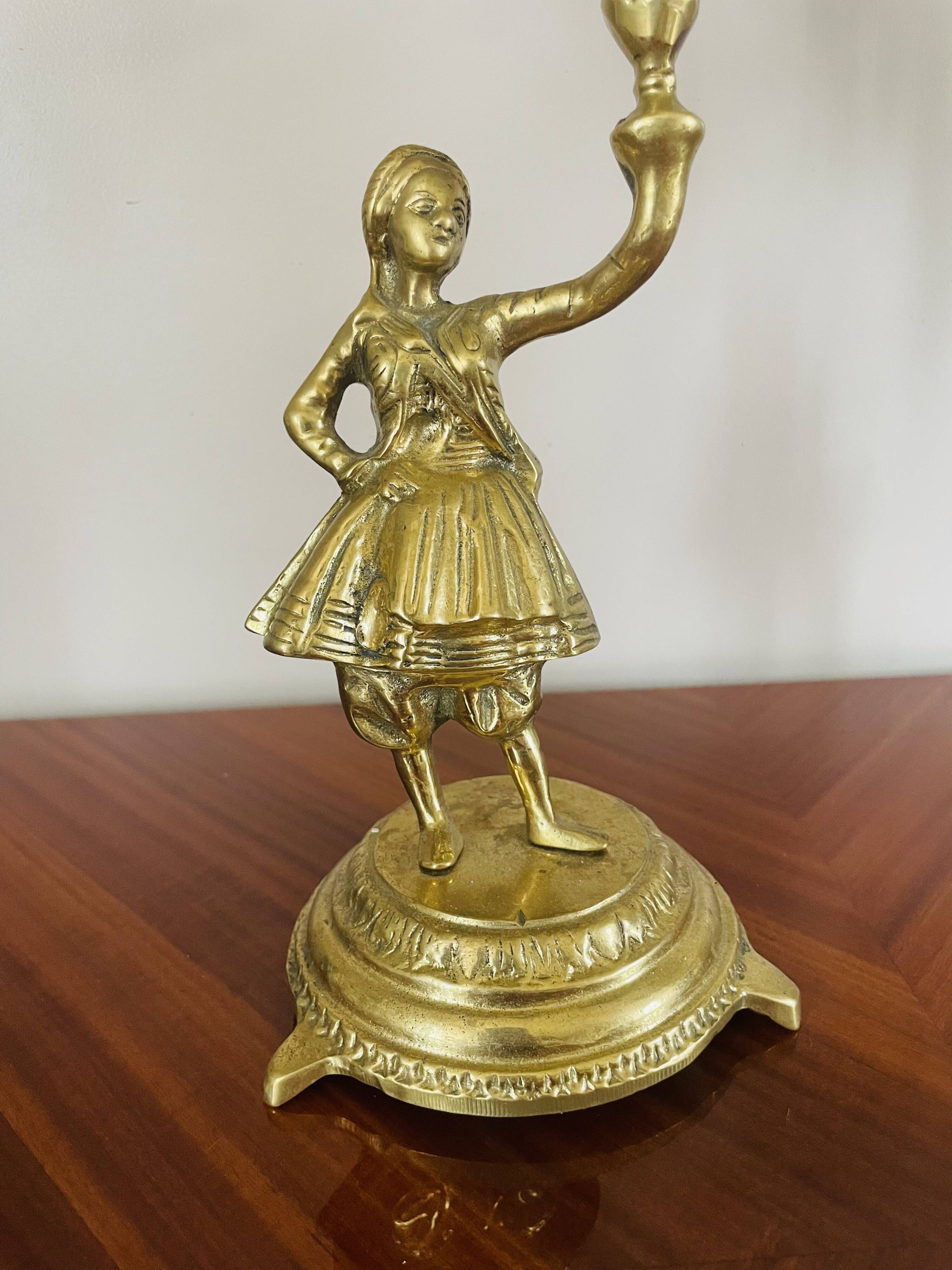 Pair of candelabra Candle holders Antique in gilded bronze style