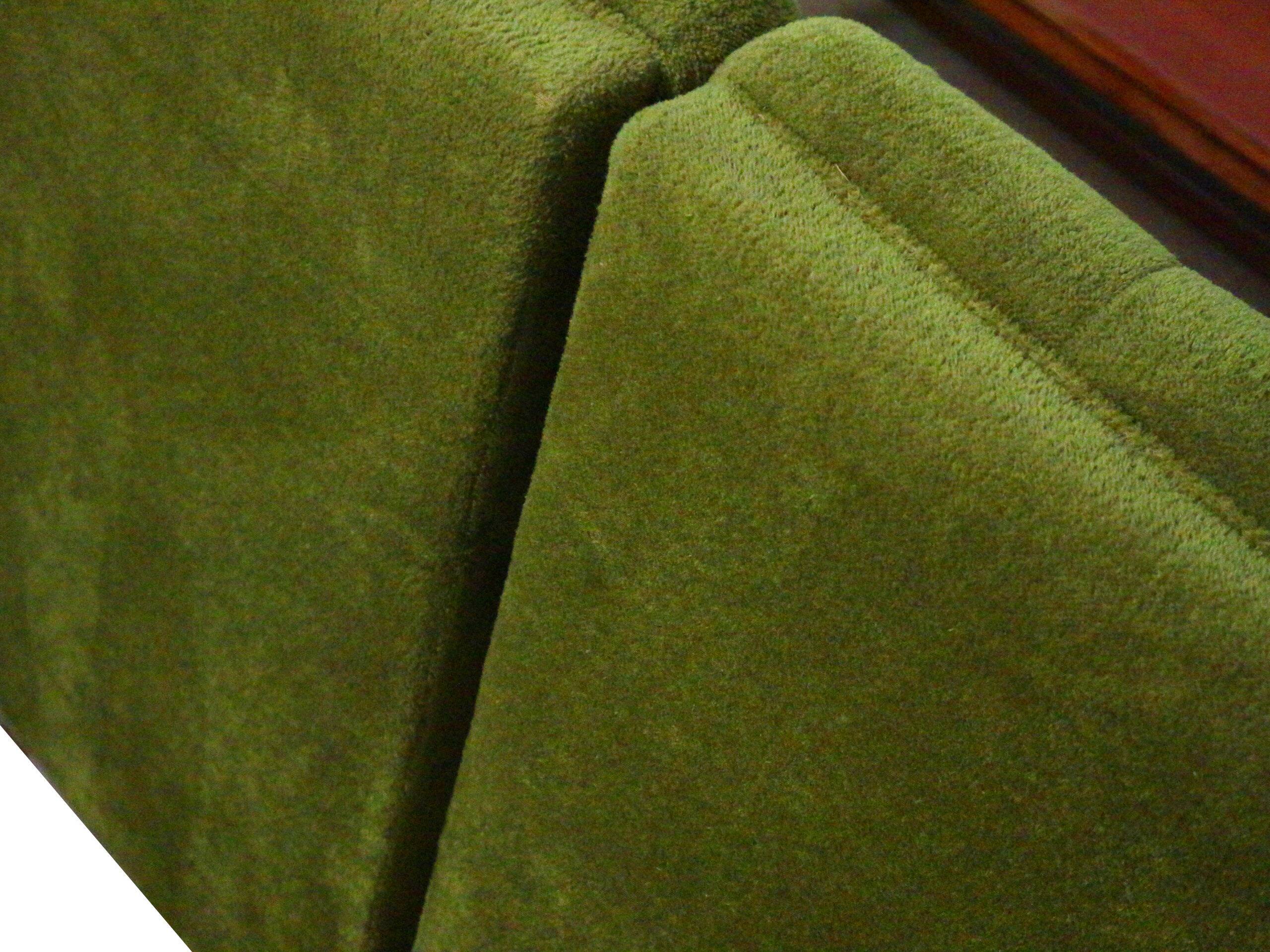 Green velvet vintage element sofa made in the 1970s