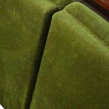 Green velvet vintage element sofa made in the 1970s