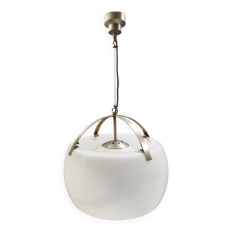 Large White Hanging Lamp "Omega" by Vico Magistretti for Artemide, 1962
