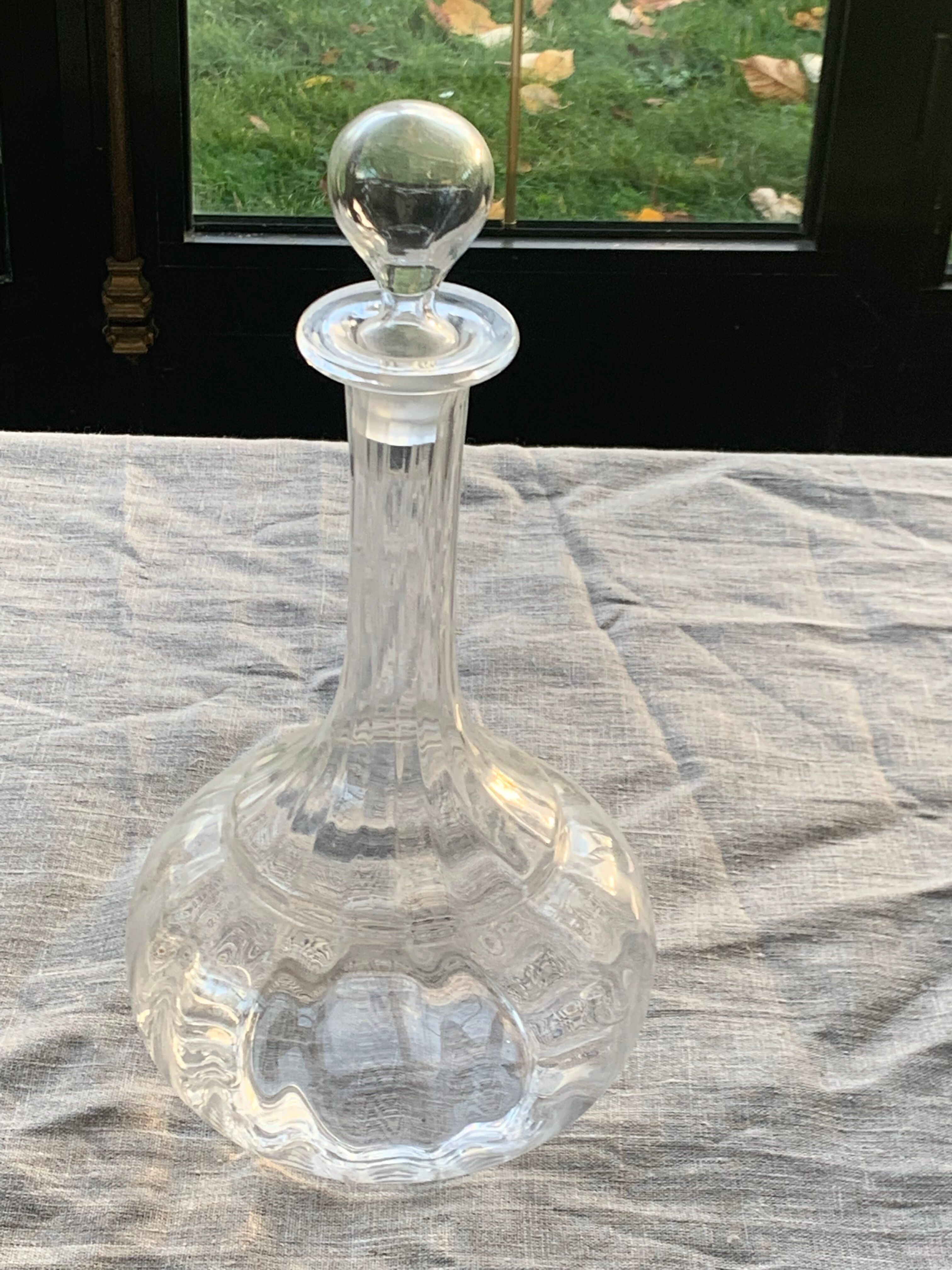 Elegant and vintage transparent glass wine decanter