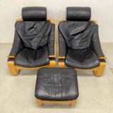 Swedish Kroken Lounge Chairs & Ottoman by Åke Fribyter for Nelo, 1970s