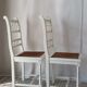 Paire de chaises Henri II blanches cannage