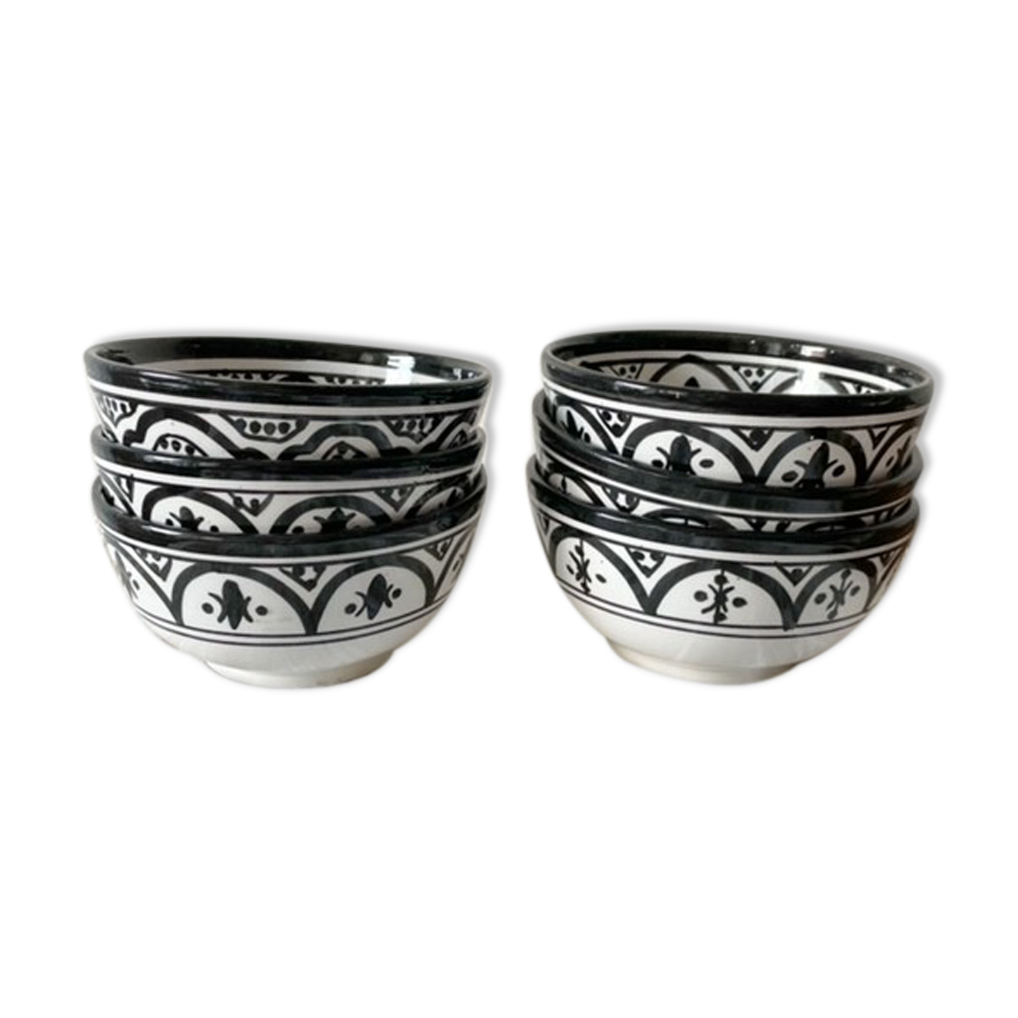 Lot of 6 black ceramic bowls