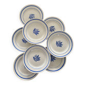 Set of 8 vintage flat plates in earthenware with blue flowers – Tableware