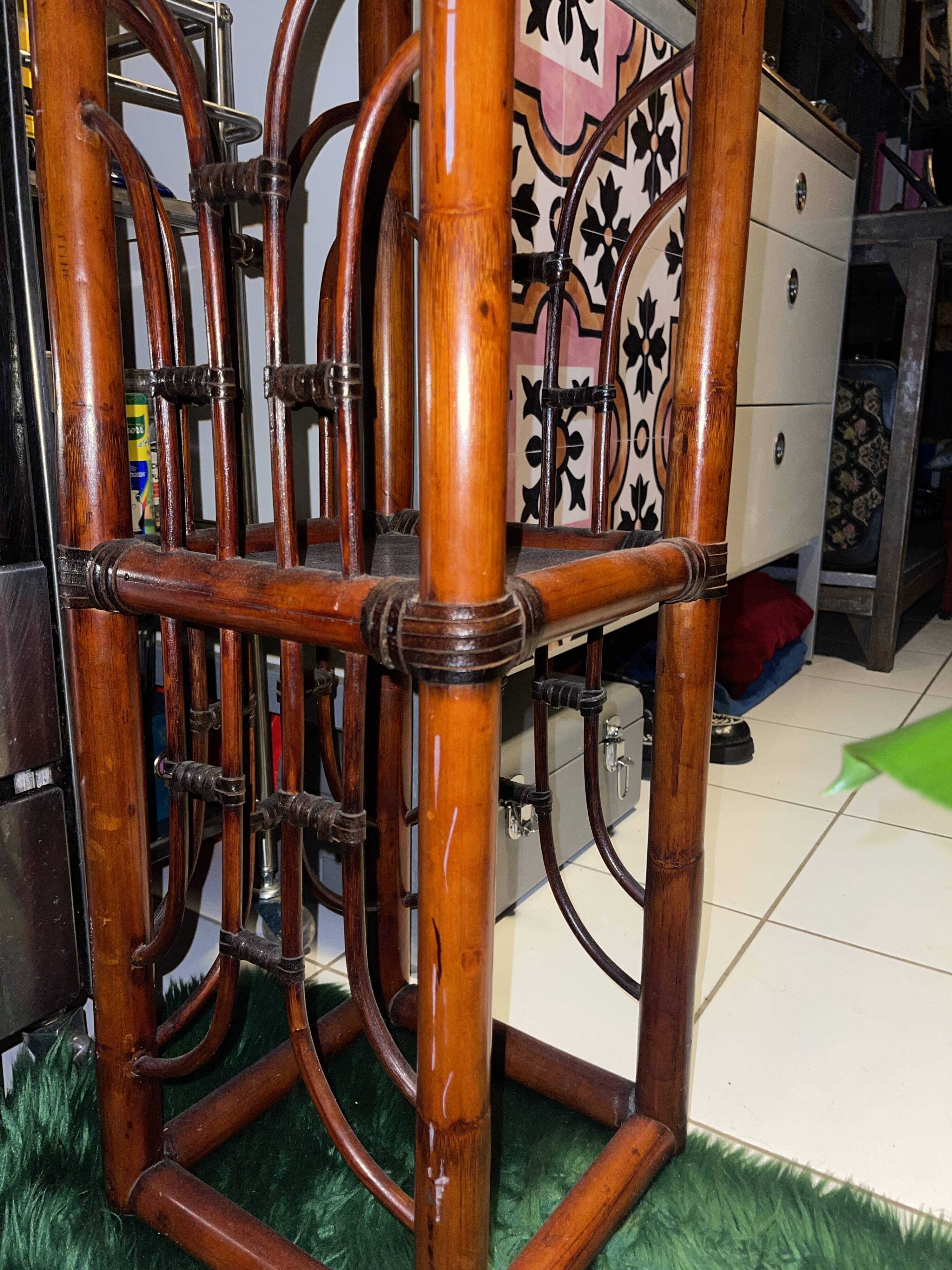 Polynesia handcrafted bamboo shelf/bookcase/side cabinet — vintage TBE