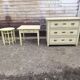 Yellow and green patinated pedestal table by a local artist