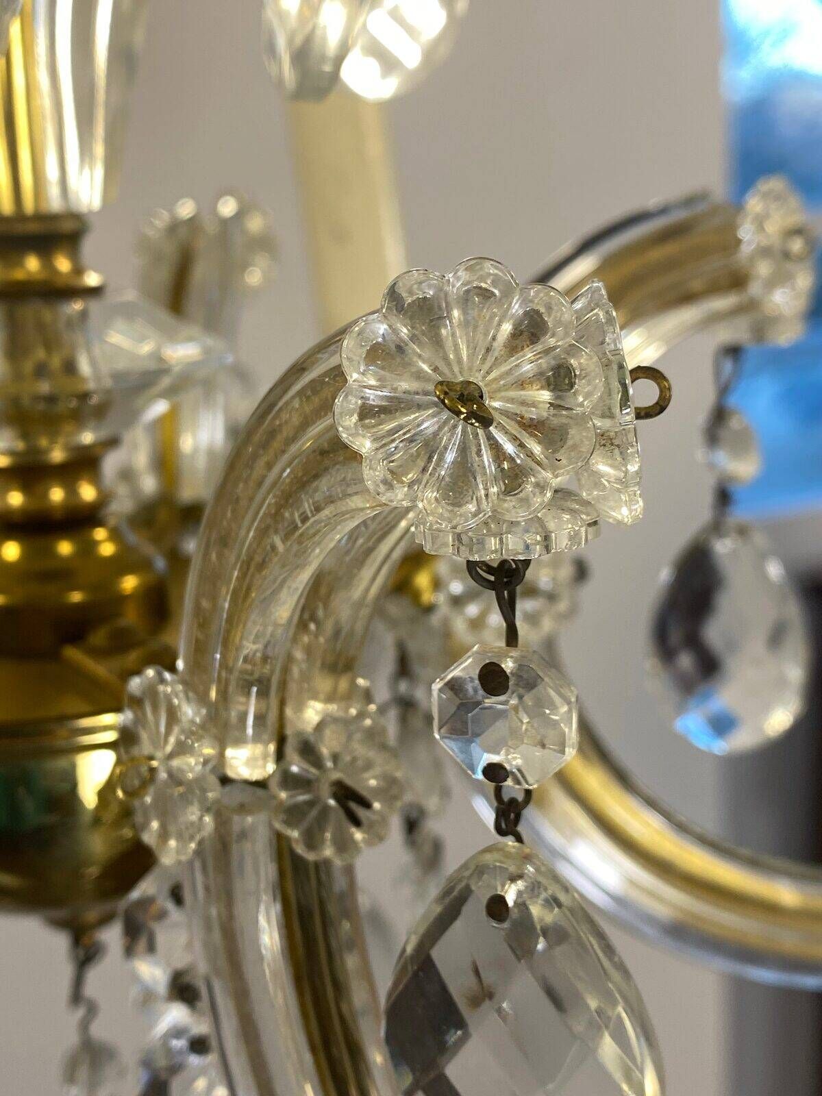 Louis XV style chandelier, glass pendants, 6 lights