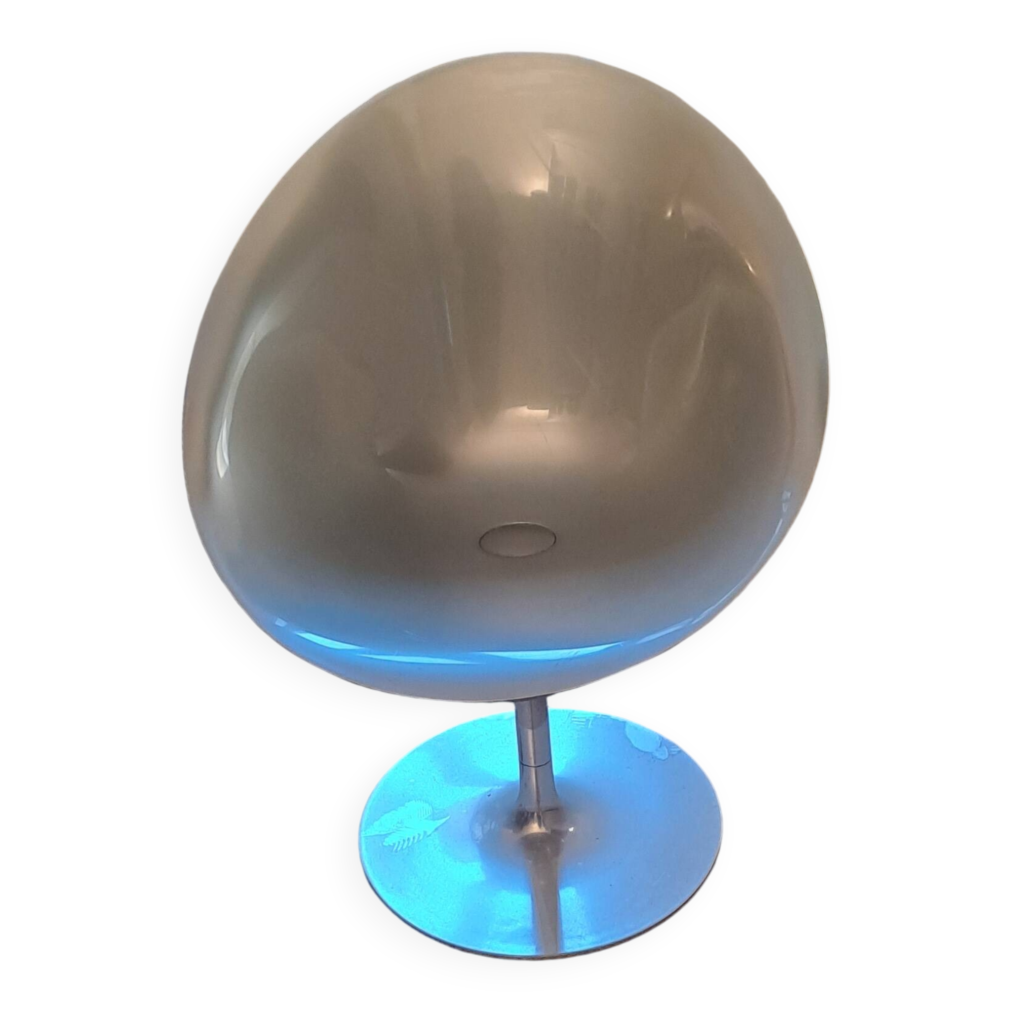 Pair of designer swivel armchairs in slightly metallic grey