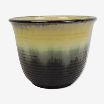 Grey, yellow and green ceramic pot cover 18 cm X 23.5 cm – Germany