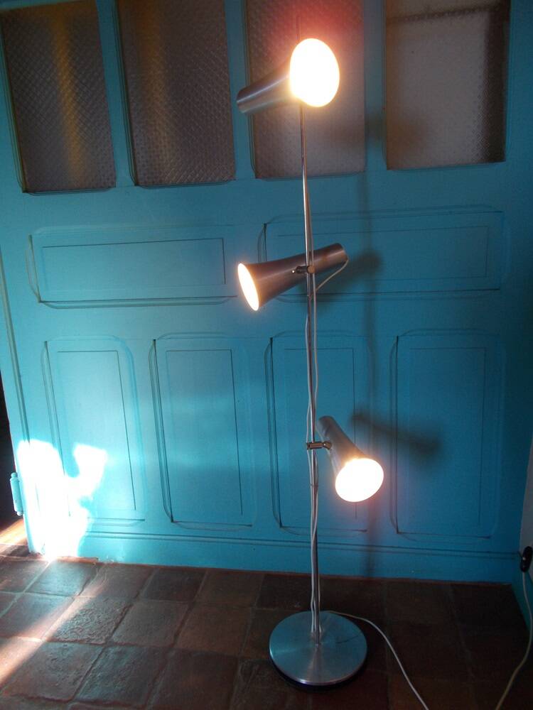 70s floor lamp in brushed aluminum