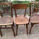 Set of 8 vintage bistro chairs, 50s, 60s, dark oak.