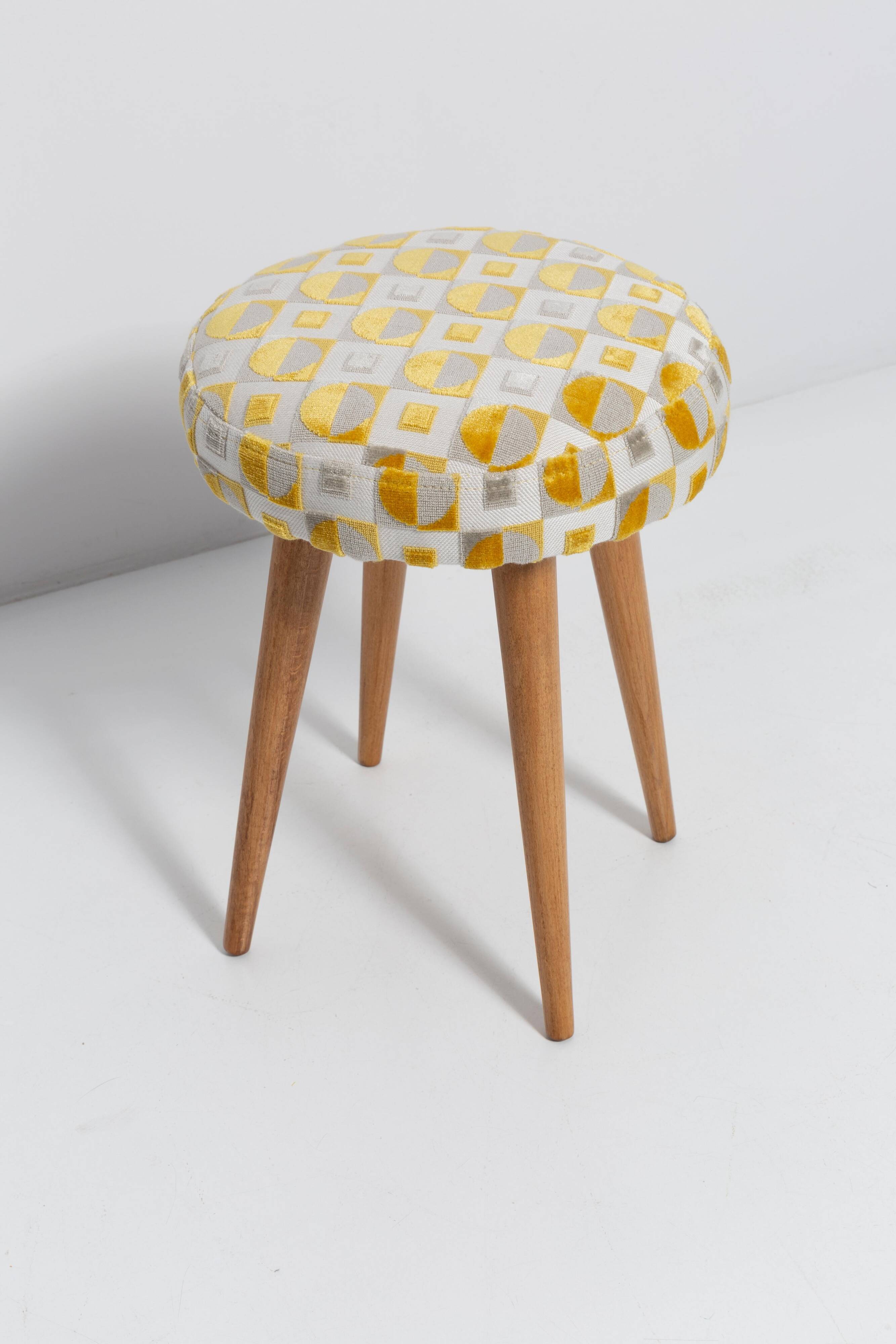 Set of two yellow and beige stools, mid-century, Europe, 1960s.