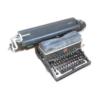 Ancienne machine à écrire Hermès standard 6 suisse fonte & métal noir vintage