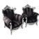 A pair of vintage armchairs, 1980s, lacquered wood and fabric