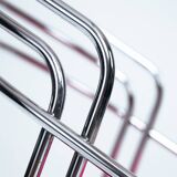 Italian chrome pink upholstered dining chairs, set of 4
