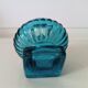 Encrier ancien en verre turquoise et laiton
