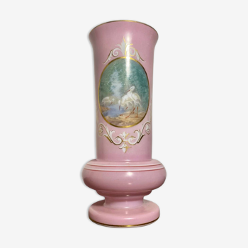 Vase Opaline Saint Louis peint main