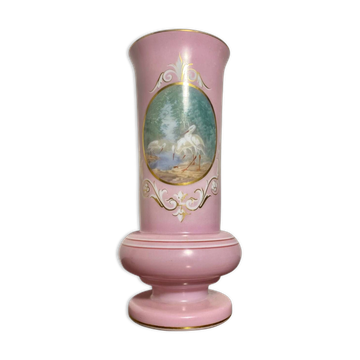 Vase Opaline Saint Louis peint main
