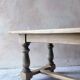 Old farmhouse coffee table in solid oak - turned legs and stretcher.