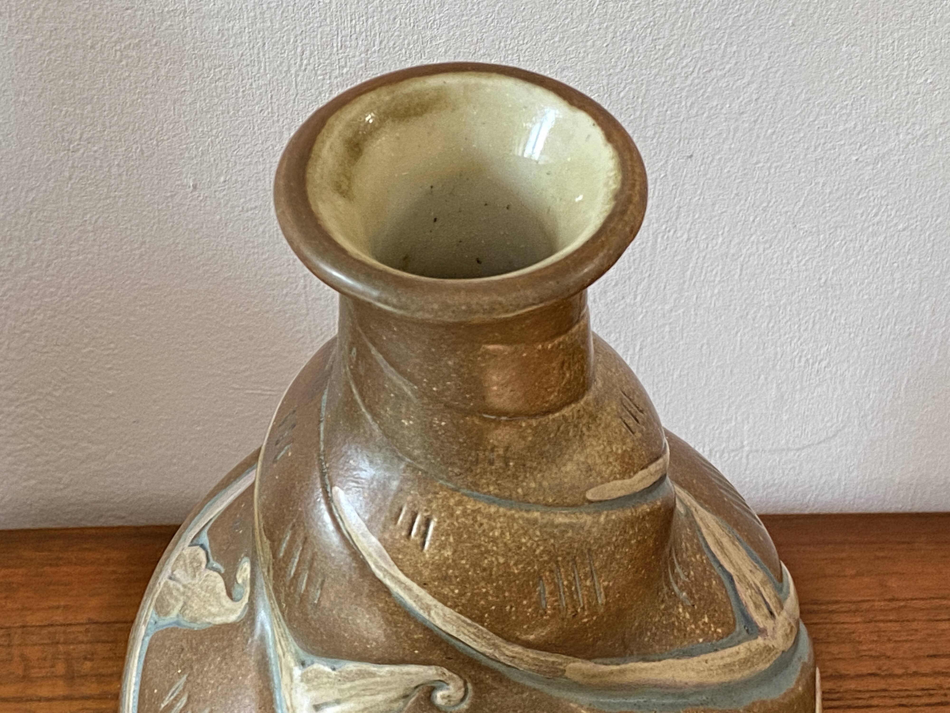 Imposing enamelled stoneware vase Mougin Nancy by Legrand - Art Deco