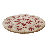 Handmade Moroccan Wool Snowflake Rug: Red & White Christmas Decor 200X200cm