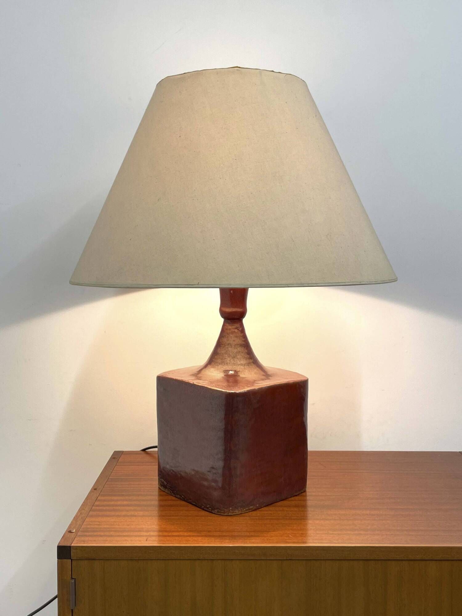 Large ceramic lamp, signed and dated 1979.