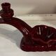 Ruby red ceramic pocket ashtray from Vallauris, numbered.