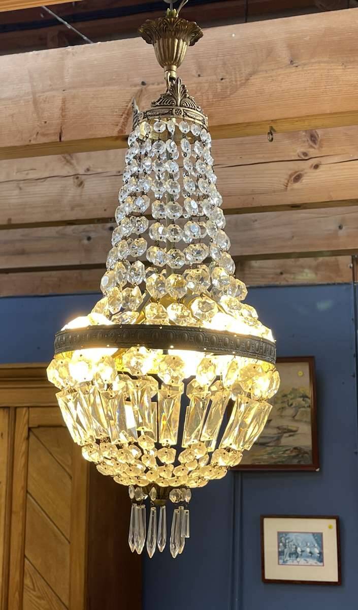 Balloon chandelier with pendants, early 20th century
