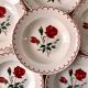 Set of 6 hollow plates Badonviller model pinks 30s