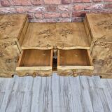 Rare Low Art Deco Blonde Burl TV Console Sideboard - 1930s Fully Restored