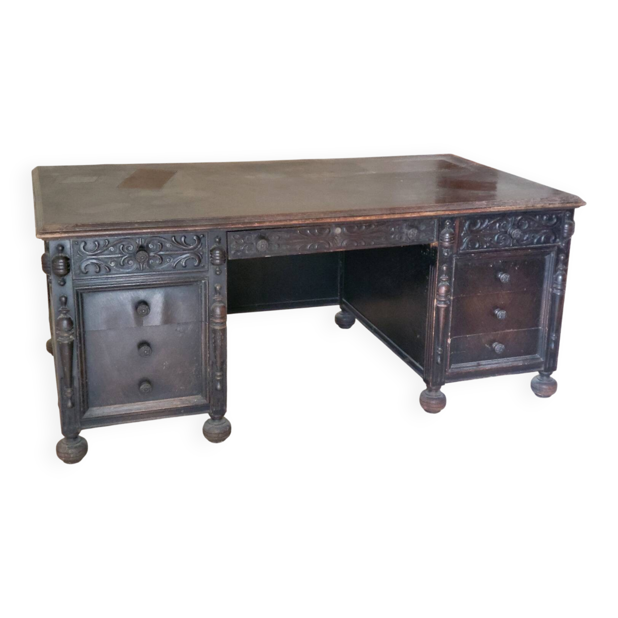 Important antique American desk in carved wood – circa 1900 –
