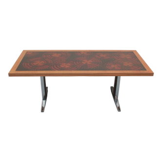 1970s coffeetable in teak with enamel