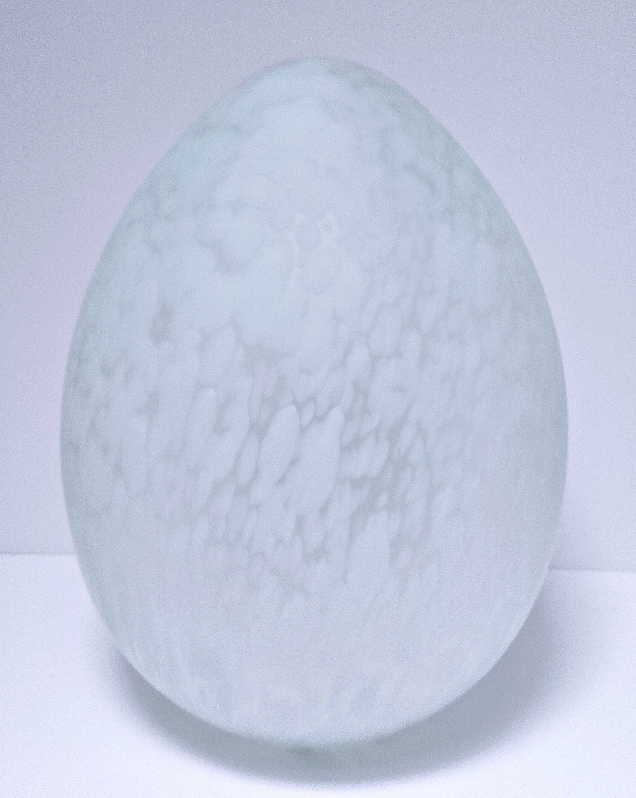 XL egg lamp white speckled glass design 70s H.37 cm