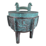 Engraved metal tripod ice bucket