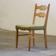 Vintage 1960s brutalist Danish modern oak dining chairs in the style of Henning Kjærnulf