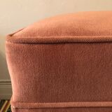Duo of old pink poufs with fringes