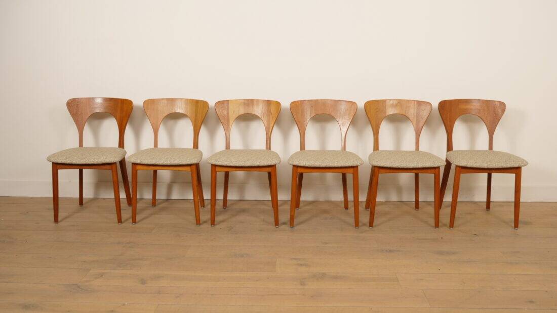 6 chaises de salle à manger | Koefoeds Hornslets | Niels Koefoed | Modèle Peter | Teck