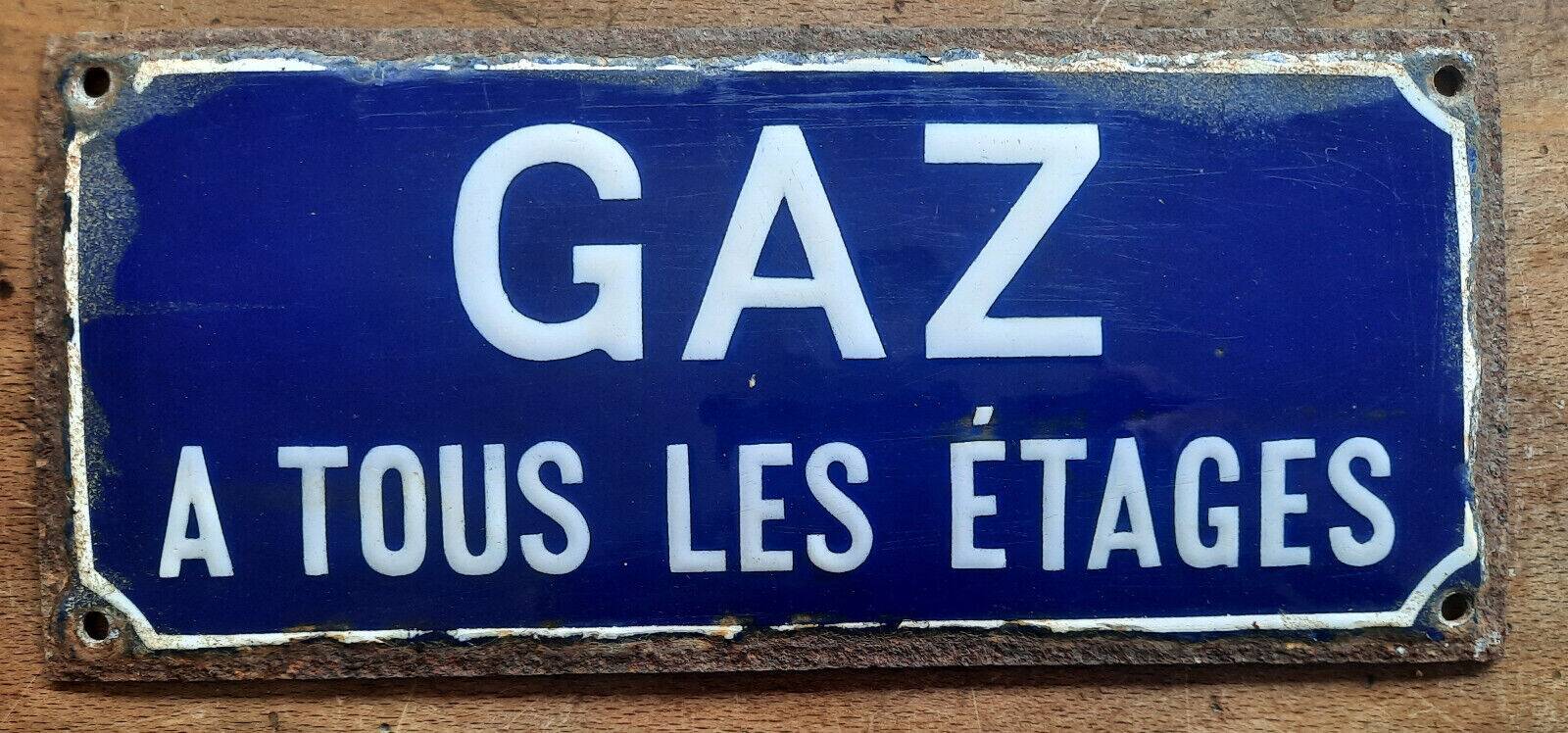 Old enameled plaque "Gas on all floors" 11x25cm 40's