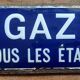 Old enameled plaque "Gas on all floors" 11x25cm 40's