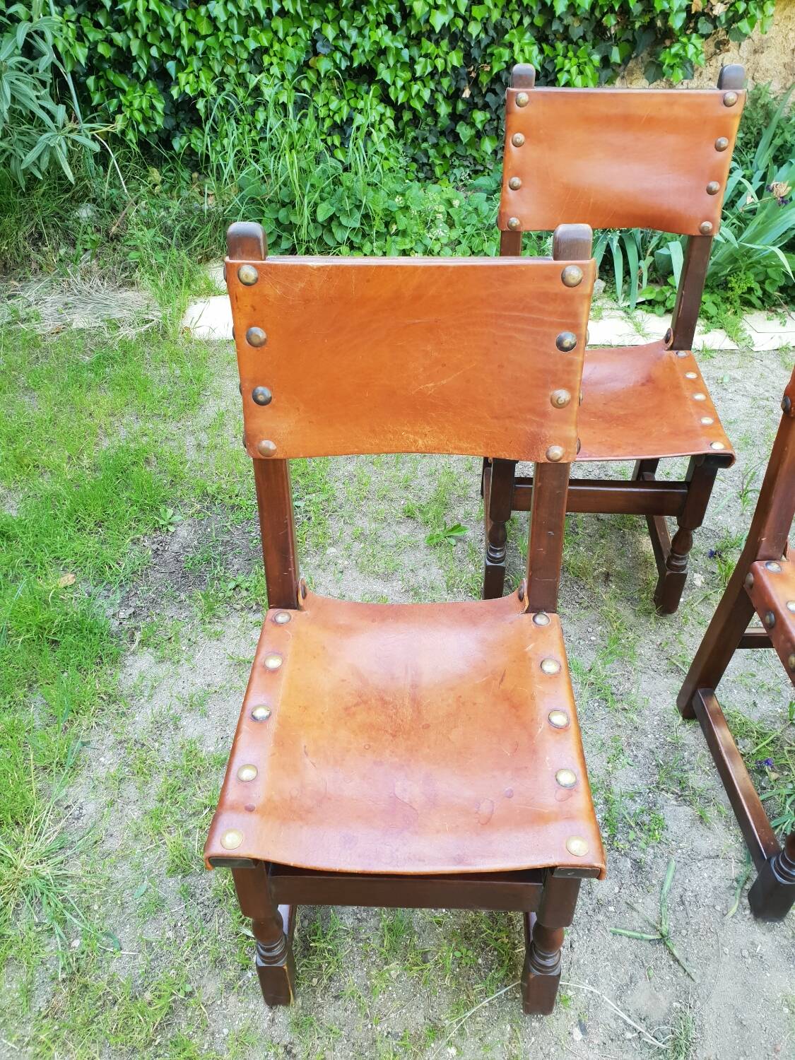 Series of 6 leather chairs 1970